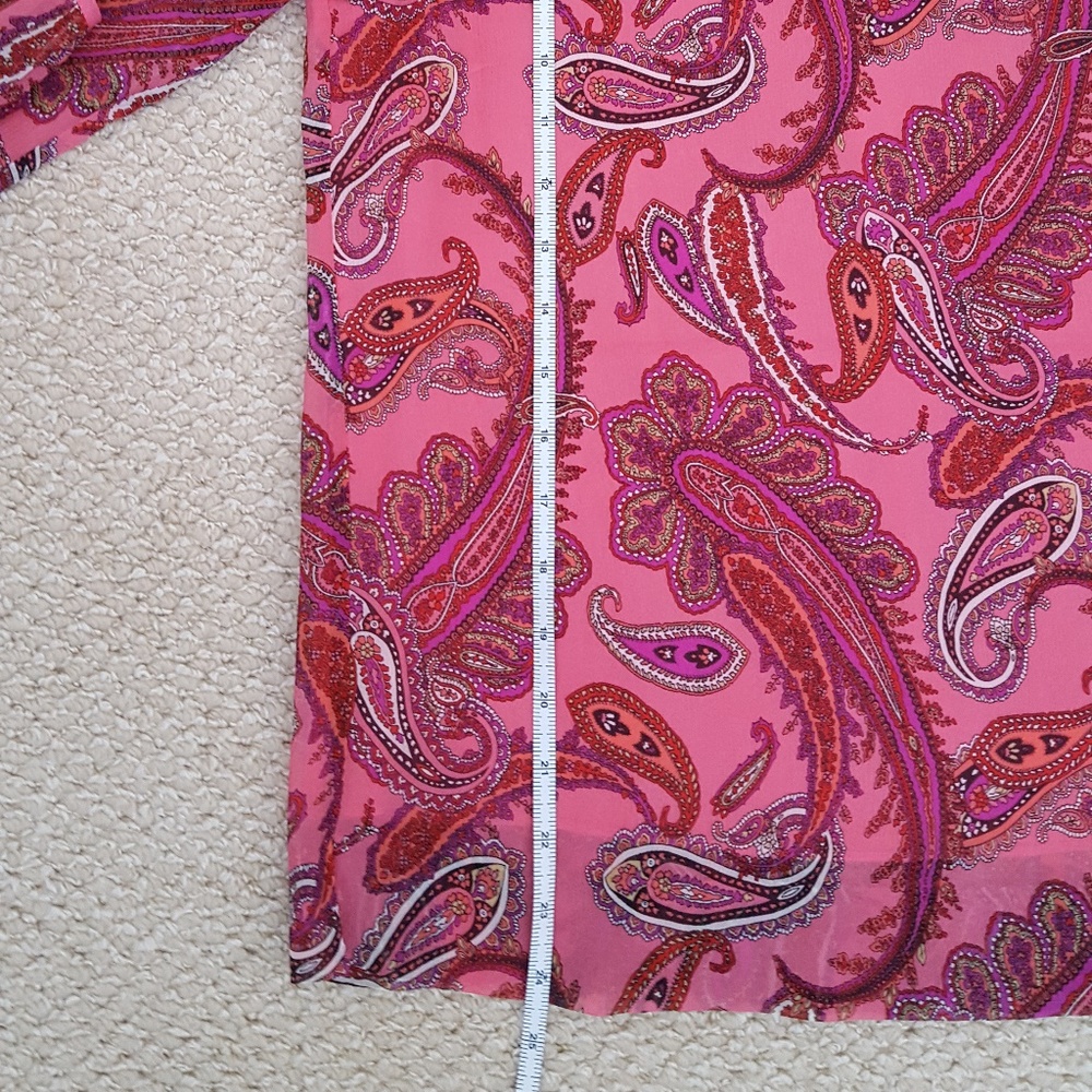 J Crew Ruffle Front Paisley Chiffon Top - Picture 7 of 8